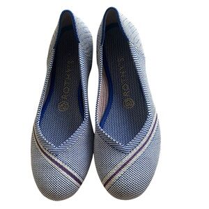 Women’s Rothy’s The Flat Round Toe Rare Blue With Reflective Stripe Size 7.5